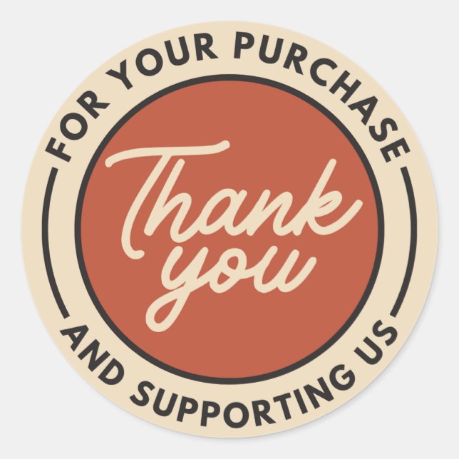 Adesivo Redondo Obrigado Beige Red (Frente)