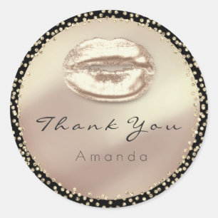 Adesivo Redondo Obrigado Beijar Cristais Brilhantes Rosa Bridal Ne