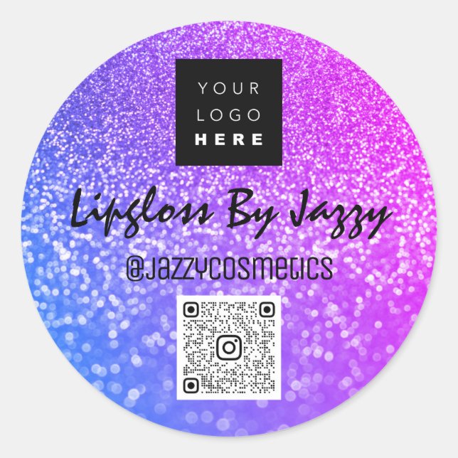 Adesivo Redondo Obrigado Beleza comercial Cor-de-rosa azul Código  (Frente)