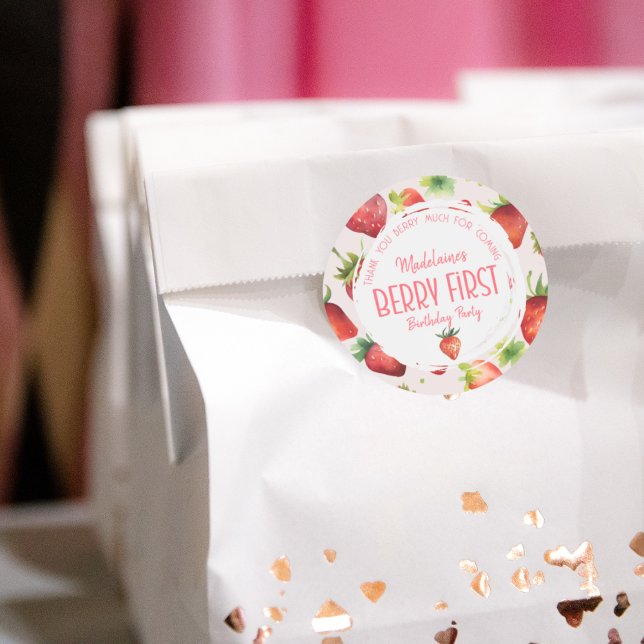 Adesivo Redondo Obrigado Berry Muita primeiro aniversario De Moran (Criador carregado)