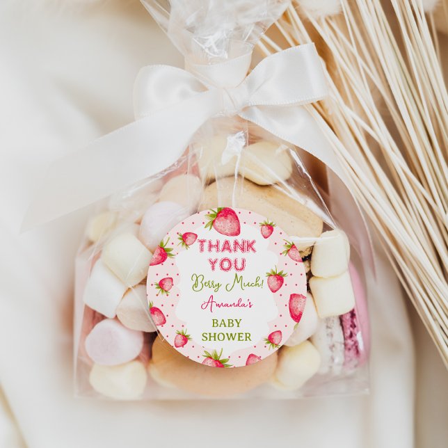 Adesivo Redondo Obrigado Berry Muito Chá de fraldas Rosa De Morang (Criador carregado)