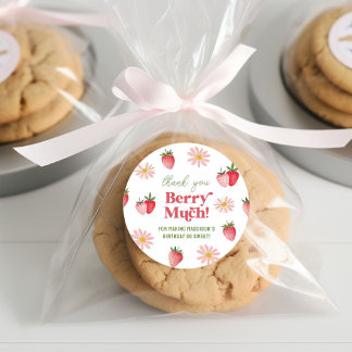 Adesivo Redondo Obrigado Berry Muito Rosa Morango