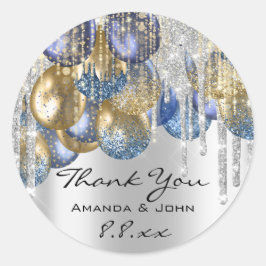 Adesivo Redondo Obrigado BirthdaWedding Ballon Blue Marinho DripSi
