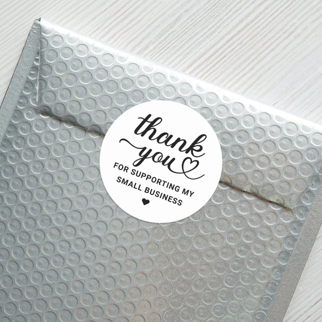 Adesivo Redondo Obrigado Black Heart Script Small Business (Criador carregado)