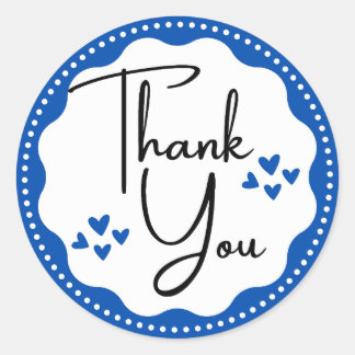 Adesivo Redondo Obrigado Blue Hearts Classic Round Sticker