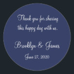 Adesivo Redondo Obrigado Blue NMaritime Wedkers Stickers<br><div class="desc">Obrigado,  vinhetas náuticas azuis de casamento com texto desagradável</div>