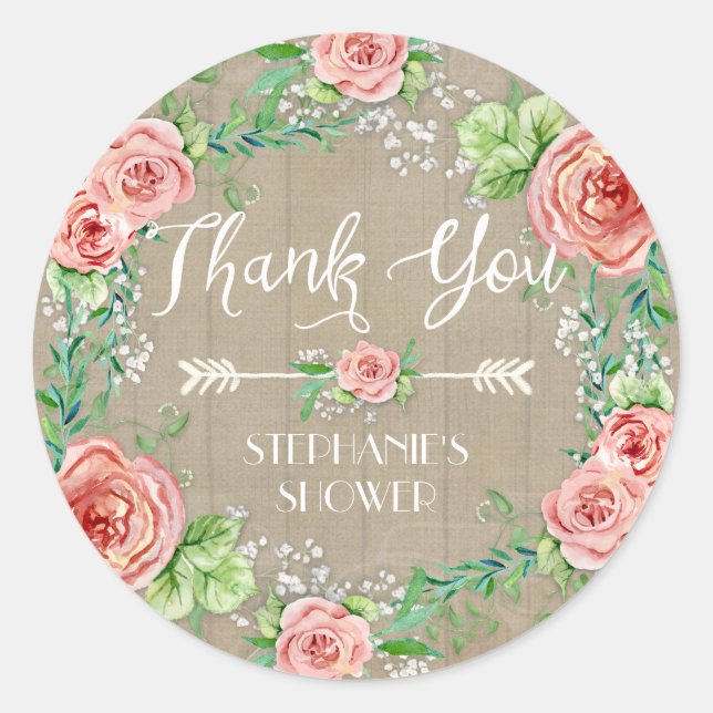 Adesivo Redondo Obrigado Bohemian Floral Bebês Respiratórios Russo (Frente)