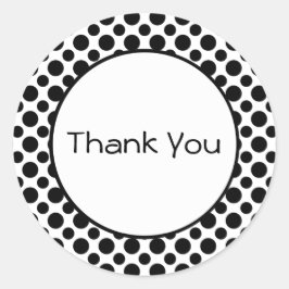 Adesivo Redondo Obrigado Bolinhas Preto