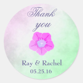 Adesivo Redondo Obrigado Bonito Flor Roxo