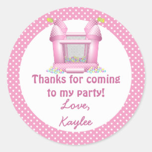 Adesivo Redondo Obrigado Bouncy grande do aniversário da casa do