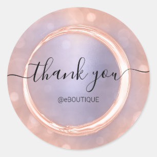 Adesivo Redondo Obrigado Boutique Compra nome comercial Rosa Blue
