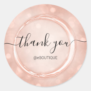 Adesivo Redondo Obrigado Boutique Compre Nome Comercial Rosa