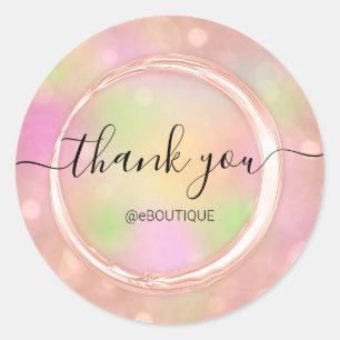 Adesivo Redondo Obrigado Boutique Compro Nome comercial Holografic