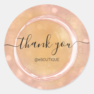 Adesivo Redondo Obrigado Boutique Compro Nome comercial Rosa Amare
