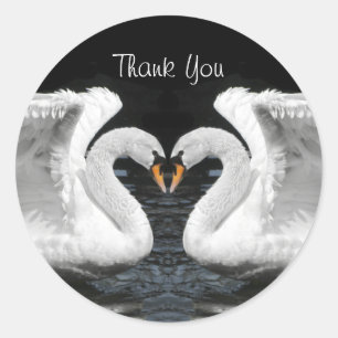Adesivo Redondo Obrigado branco da imagem de espelho da cisne muda