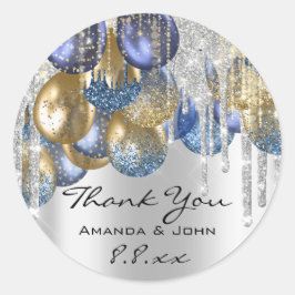 Adesivo Redondo Obrigado Bridal Ballon Blue Marinho Drivers Silver