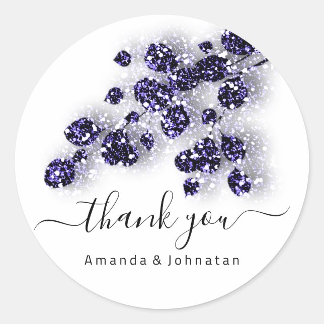 Adesivo Redondo Obrigado Bridal Sweet16º Marinho Azul Branco Flora (Frente)