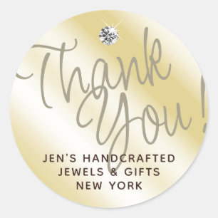 Adesivo Redondo Obrigado brilhante Dourado Amarelo de Pastel Youd