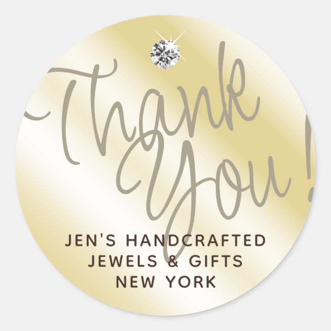 Adesivo Redondo Obrigado brilhante Dourado Amarelo de Pastel Youd (Frente)