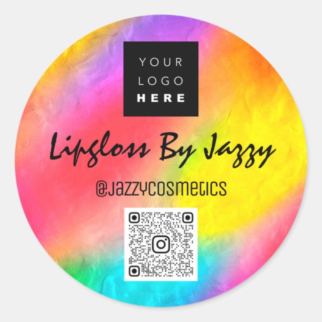 Adesivo Redondo Obrigado Business Logotipo do Código QR Rainbow Ho (Frente)