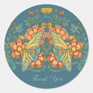Adesivo Redondo Obrigado, Butterfly Sticker