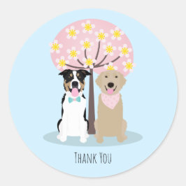 Adesivo Redondo Obrigado Cachorros Por Cherry Blossom
