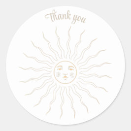 Adesivo Redondo Obrigado, cara de desenho da linha dourada