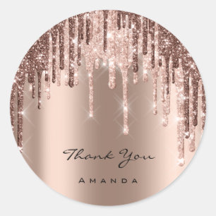 Adesivo Redondo Obrigado Casamento 16ª Bridal Rosa Glitter Spark