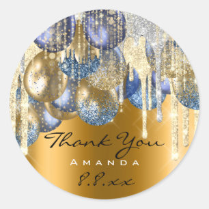 Adesivo Redondo Obrigado Casamento Birthday Ballons Azuis Drives D