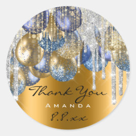 Adesivo Redondo Obrigado Casamento Birthday Ballons Blue Drives Do