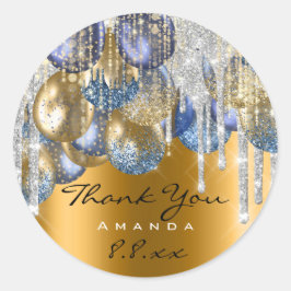 Adesivo Redondo Obrigado Casamento Birthday Ballons Blue Drives Do