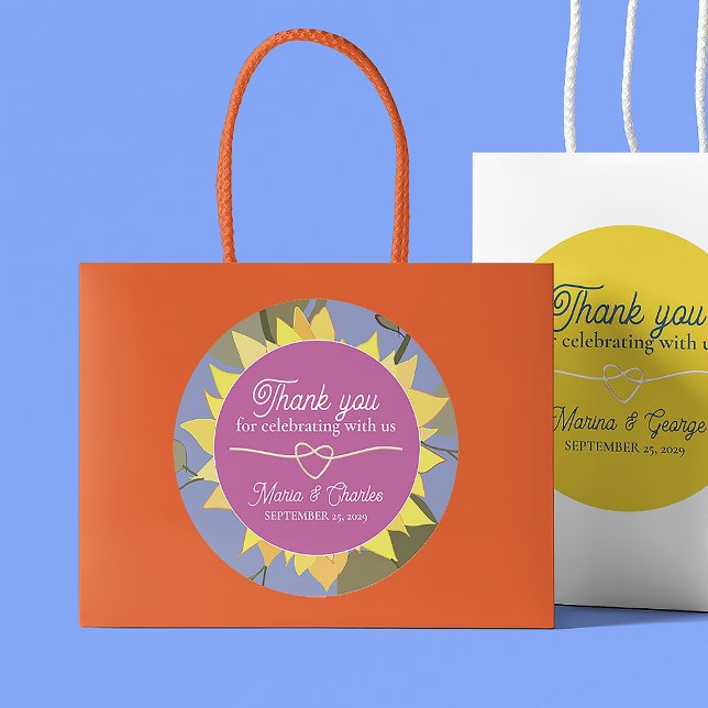 Adesivo Redondo Obrigado Casamento Floral Retro (Criador carregado)