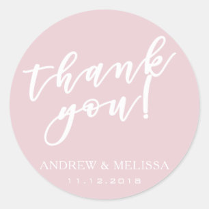 Adesivo Redondo Obrigado Casamento Pousado Pink