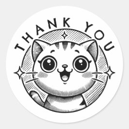 Adesivo Redondo Obrigado Cat