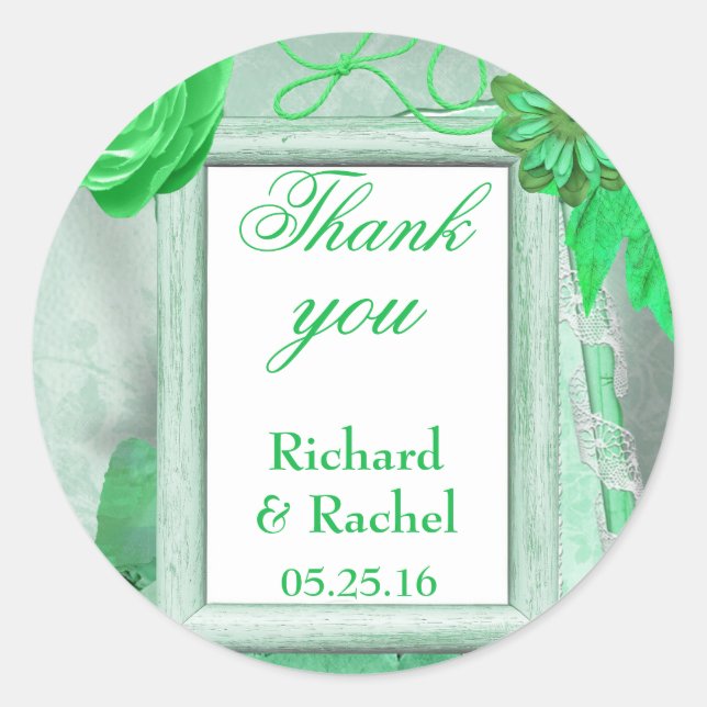 Adesivo Redondo Obrigado, cena verde do país (Frente)