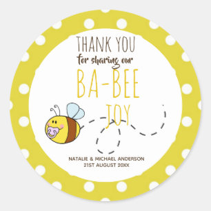 Adesivo Redondo Obrigado Chá de fraldas BA-BEE Polkadot Amarelo