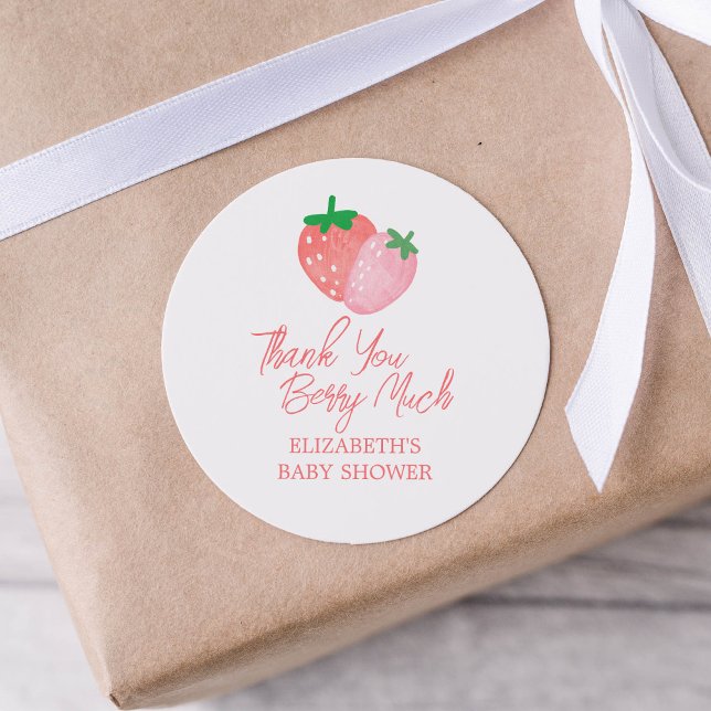 Adesivo Redondo Obrigado, Chá de fraldas De Morango (Criador carregado)