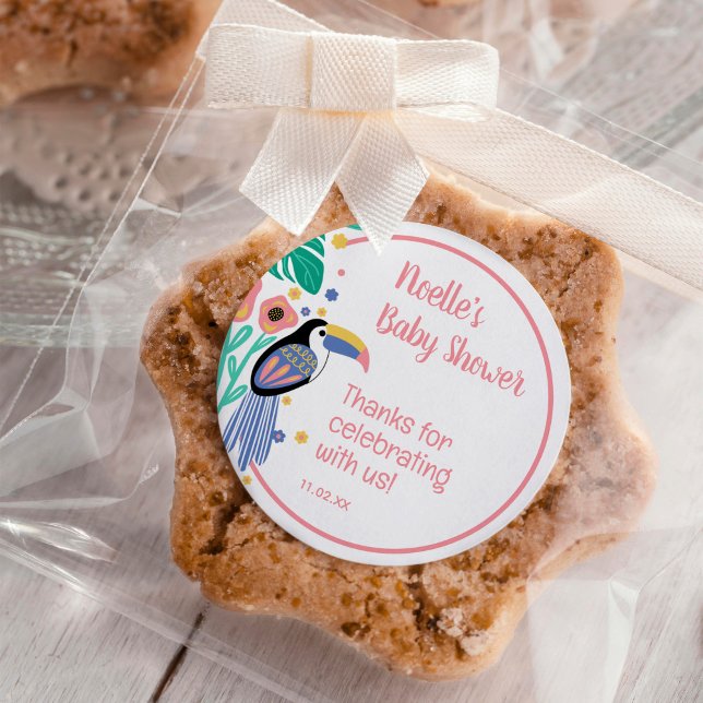 Adesivo Redondo Obrigado Chá de fraldas De Pássaro Turiano Tropica (Criador carregado)