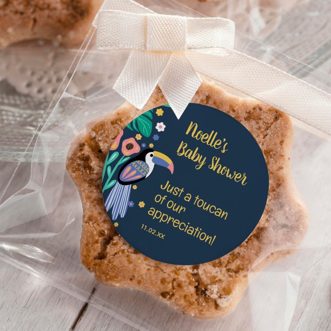 Adesivo Redondo Obrigado Chá de fraldas De Pássaro Turiano Tropica (Criador carregado)