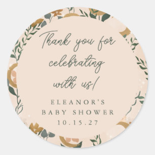 Adesivo Redondo Obrigado Chá de fraldas Personalizado da Lua Botân