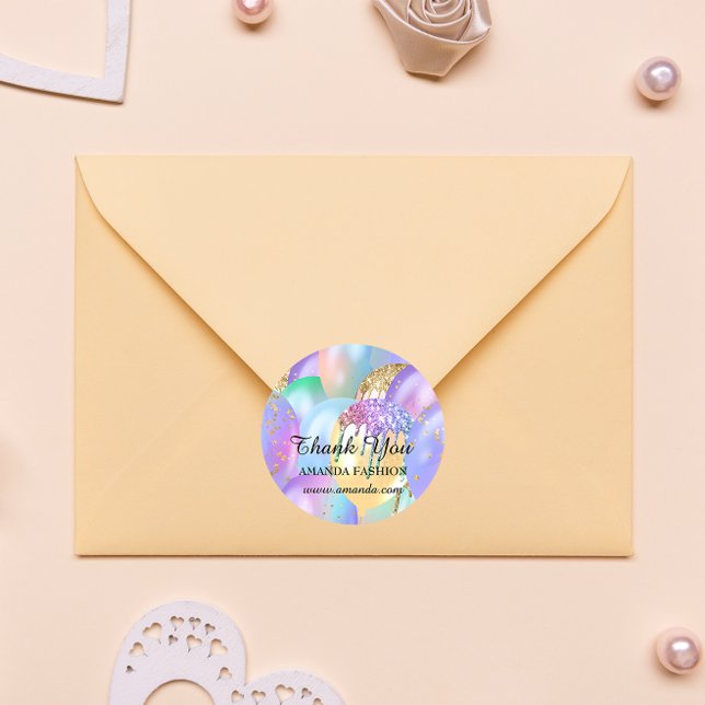 Adesivo Redondo Obrigado Chá de fraldas Sweet16th Balloon Glitter (Sweet 16th Thank You Sticker FlorenceK )