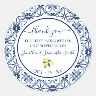 Adesivo Redondo Obrigado Chá de panela Mediterrânica Lemons