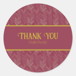 Adesivo Redondo Obrigado Chevron Padrão Vermelho Luxurioso Persona