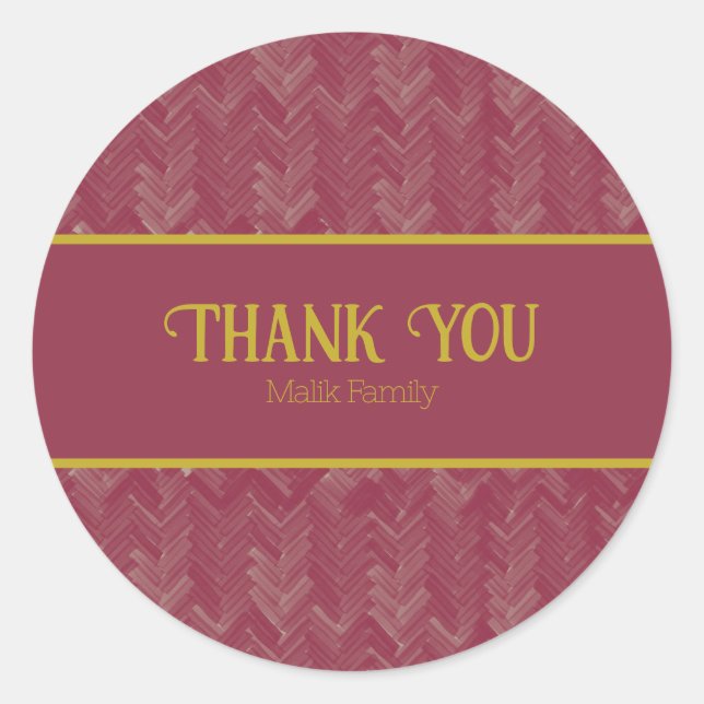 Adesivo Redondo Obrigado Chevron Padrão Vermelho Luxurioso Persona (Frente)