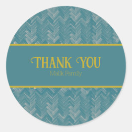 Adesivo Redondo Obrigado Chevron Pattern Turquoise Personalize