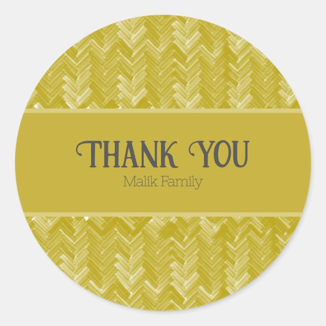 Adesivo Redondo Obrigado Chevron Pattern Vintage Personalizar Dour (Frente)