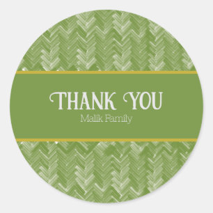 Adesivo Redondo Obrigado Chevron Patterno Forest Personalize