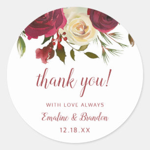 Adesivo Redondo Obrigado chique do casamento da aguarela do solar