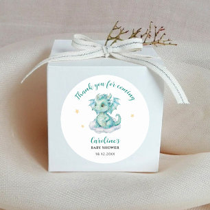 Adesivo Redondo Obrigado Chuveiro de Bebê Dragão