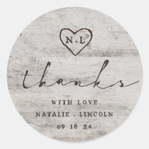 Adesivo Redondo Obrigado cinzelado do casamento da árvore de